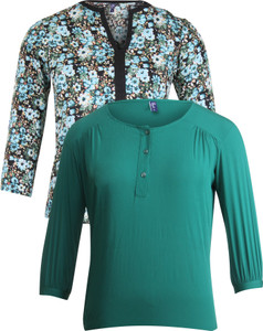 Vvoguish Casual 3/4th Sleeve Printed Women's Green, Green Top