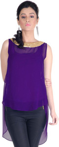 Veakupia Casual Sleeveless Solid Women's Purple Top