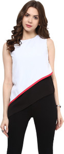Martini Casual Sleeveless Solid Women's Black, White Top