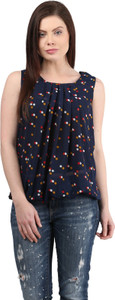Mayra Casual Sleeveless Printed Women's Blue Top
