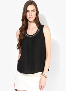 Vero Moda Casual Sleeveless Embellished Women's Black Top