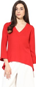 Calgari Casual Full Sleeve Solid Women's Red Top
