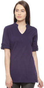 Vvoguish Casual 3/4th Sleeve Solid Women's Blue Top