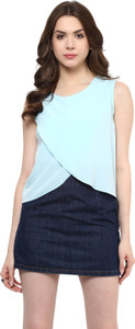 Martini Casual Sleeveless Solid Women's Blue Top