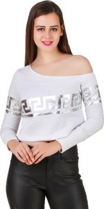 Texco Party Full Sleeve Printed Women's White Top