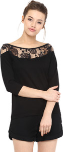 Miss Chase Party 3/4th Sleeve Solid Women's Black Top