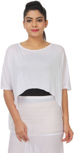 TeeMoods Casual Cap Sleeve Solid Women's White Top