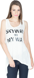 Miss Chick Casual Sleeveless Solid Women's White Top