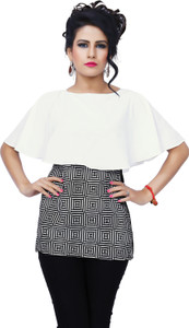 Ziyaa Casual Short Sleeve Printed Women's White Top