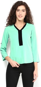 Martini Casual 3/4th Sleeve Solid Women's Green Top