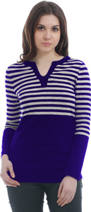 Texco Casual Full Sleeve Striped Women's Blue, White Top