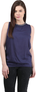 Mayra Casual Sleeveless Solid Women's Blue Top