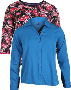 Vvoguish Casual 3/4th Sleeve Solid Women's Multicolor Top