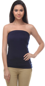 TeeMoods Casual Sleeveless Solid Women's Dark Blue Top