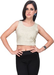 Campus Sutra Casual Sleeveless Solid Women's Beige Top