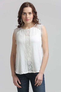 Moda Elementi Casual Sleeveless Solid Women's White Top