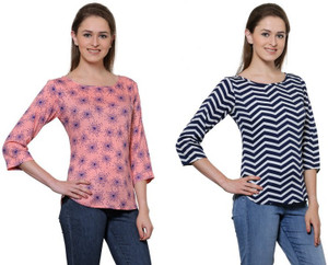 Stop Look Casual 3/4th Sleeve Printed Women Multicolor Top