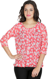 Mayra Party 3/4th Sleeve Printed Women's Pink Top