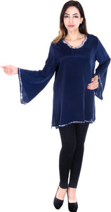 GAURANGI Casual Full Sleeve Solid Women's Blue Top