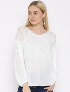Vaak Casual Full Sleeve Solid Women's White Top