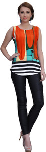 Ziyaa Casual Sleeveless Printed Women's Multicolor Top