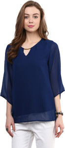 rare casual kimono sleeve solid women blue top