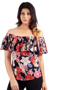 HER Casual Short Sleeve Floral Print Women's Multicolor Top