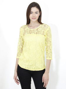 Mayra Casual 3/4th Sleeve Solid Women's Yellow Top