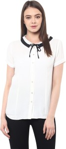 Miss Chase Casual Short Sleeve Solid Women's White Top