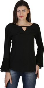 Belle Fille Casual Full Sleeve Solid Women's Black Top