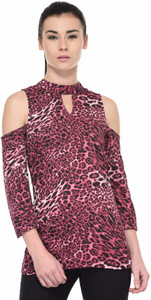 Tunic Nation Casual 3/4th Sleeve Animal Print Women's Multicolor Top