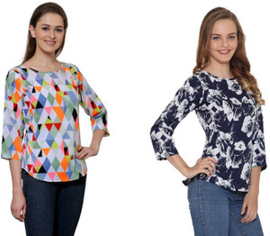 Stop Look Casual 3/4th Sleeve Printed Women Multicolor Top