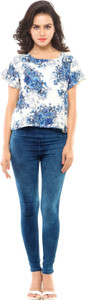 Urban Fashion Bank Casual Cap Sleeve Floral Print Women's Multicolor Top
