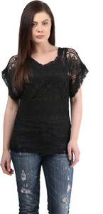 Mayra Casual Short Sleeve Solid Women's Black Top