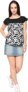 Ahalyaa Party Cap Sleeve Printed Women's Multicolor Top