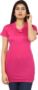TeeMoods Casual Short Sleeve Solid Women's Pink Top