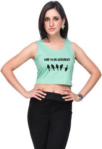 Campus Sutra Casual Sleeveless Printed Women's Light Green Top