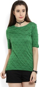 United Colors of Benetton Casual Short Sleeve Printed Women's Green Top