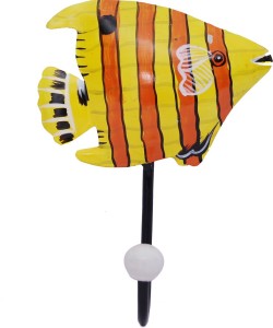 IndianKalakari.com Fish 1 Single Hook Multicolor Towel Holder