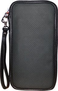 Kan Black and Red Premium Quality Leather Fashion Travel Document Holder/Organizer For Men and Women