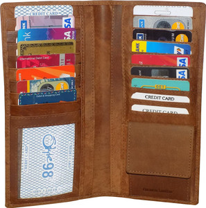 Kan Kan Brown Premium Quality Leather Travel Organizer Wallet For Men and Women