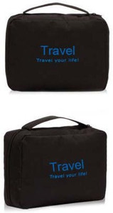 Everyday Desire Travel Cosmetic Makeup Toiletry Case Hanging Bag - Black