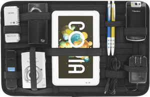 PackNBUY Grid Pad - Electronics Cosmetics Tool Organizer Bag Pouch for ipad iphone Tablet it Accessories with Non Slip Elastic Crisscrossing Straps