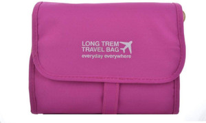 PackNBUY Folding Hanging Cosmetics Travel Organizer For Make Up Kits Toiletry Pouch Bags - Pink Color