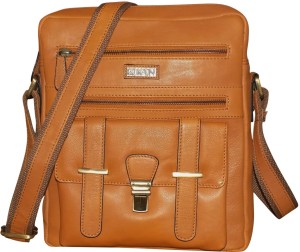 Kan Brown Premium Quality Leather Cross Body Bag/Small Travel Bag For Men and Women Small Travel Bag  - Medium