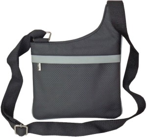 Kan Black Premium Quality Leather Cross Body Bag/Small Travel Bag For Men and Women Small Travel Bag  - Medium