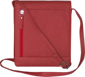 Kan Red Genuine Leather Messenger Bag/Small Travel Bag For Men and Women Small Travel Bag - Medium