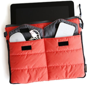 Everyday Desire Gadget Pouch Multi Functional Storage Organizer Bag Zip & Cushion Protection for Ipad Tablet iphones - Red Travel Toiletry Kit
