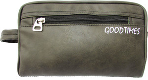 Good Times BROWN Leatherite Shaving Pouch Travel Toiletry Kit