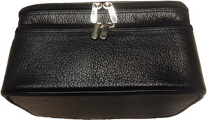Leather Mall Leather Cosmetic Bag cum Shaving Case Travel Toiletry Kit